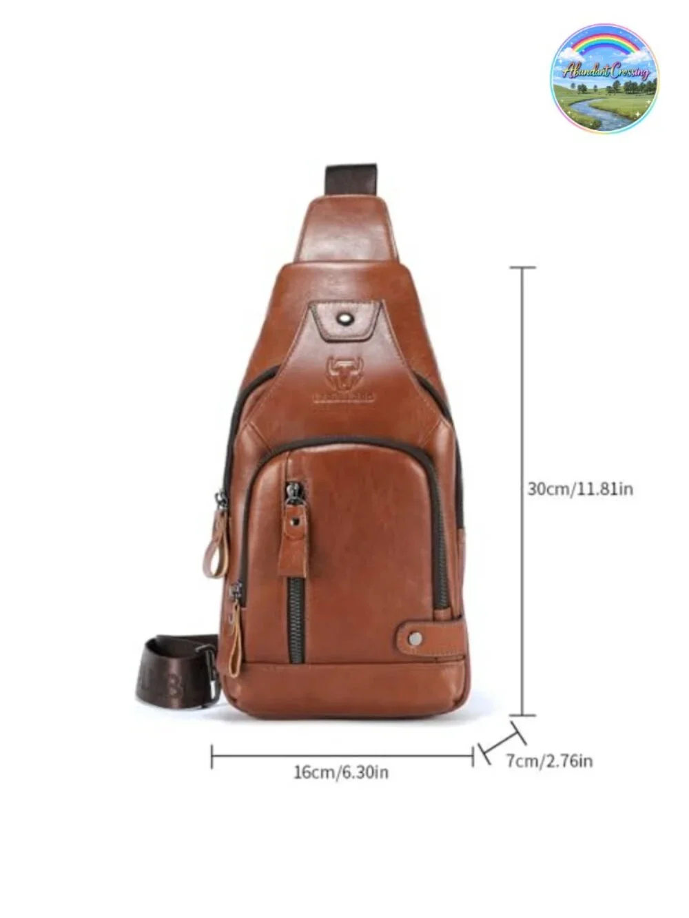 Men's Genuine Leather Sling Bag Crossbody Chest Shoulder Bag